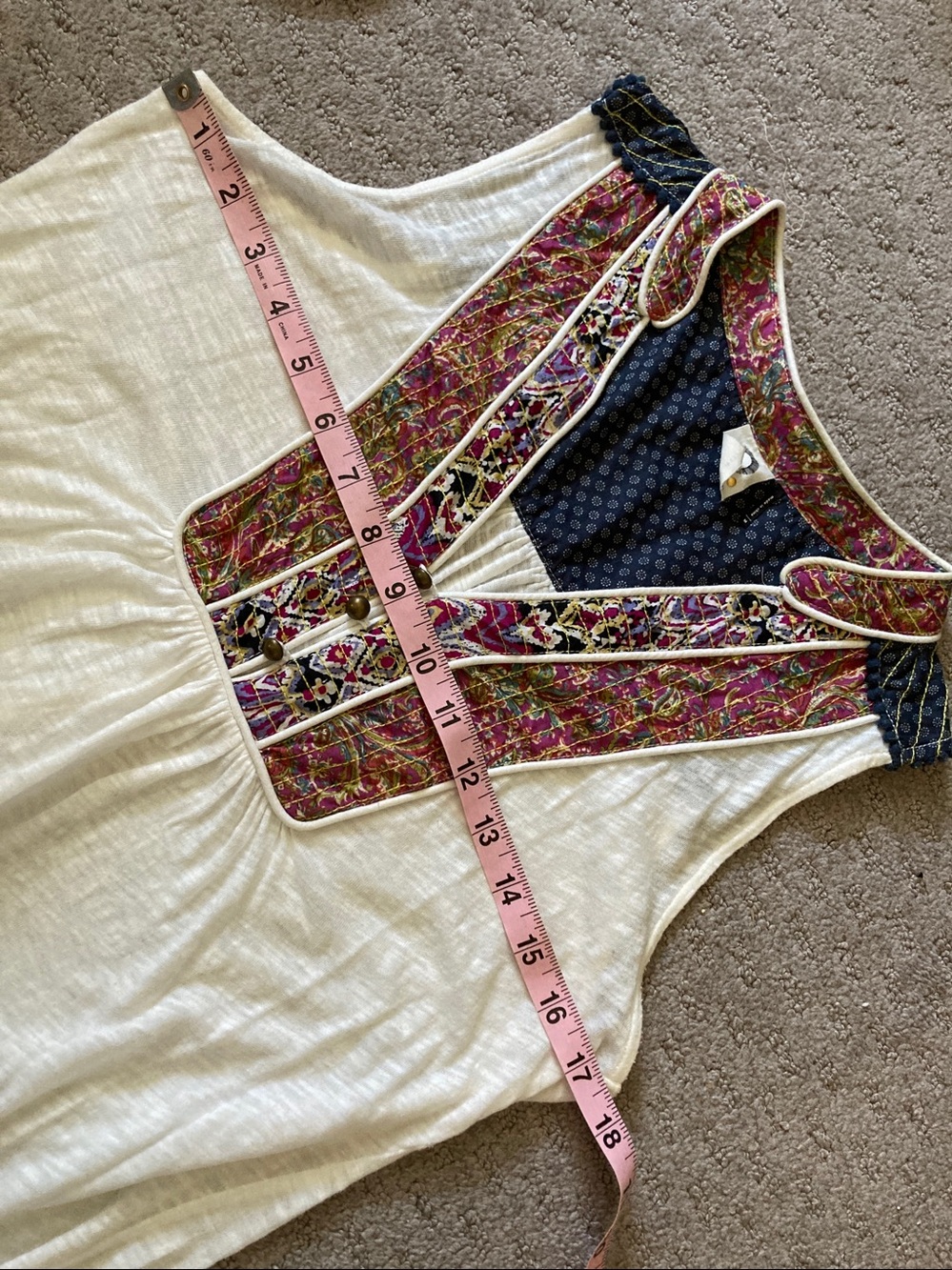 Akemi + Kin boho Evie embroidered tank top, Medium. - Picture 6 of 7